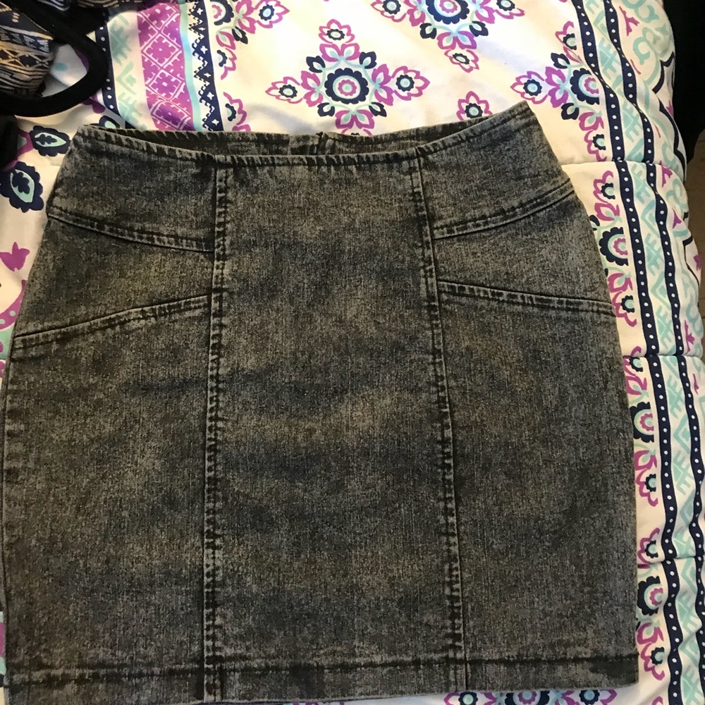Black denim mini skirt
